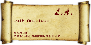 Leif Aniziusz névjegykártya